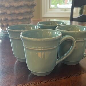Elegant Blue Ceramic Mug Set